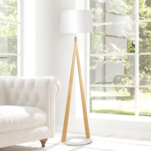 Lampadaire Zazou Ls, Abat-Jour Tissu, Socle Blanc