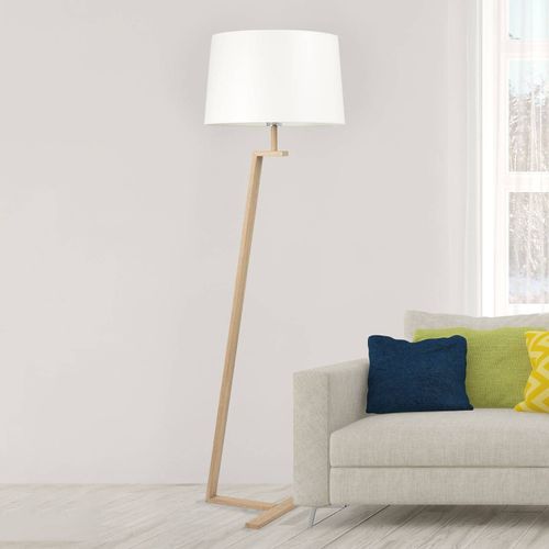 Lampadaire Memphis Ls Avec Abat-Jour Tissu, Blanc