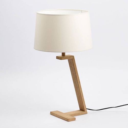 Lampe À Poser Memphis Lt En Bois Et Tissu, Blanche