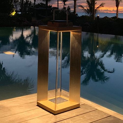 Lanterne Solaire Led Teckinox, Teck/Acier, 65,5 Cm