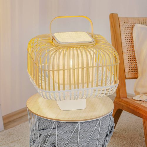 Forestier Bamboo Square S Lampe À Poser Blanche