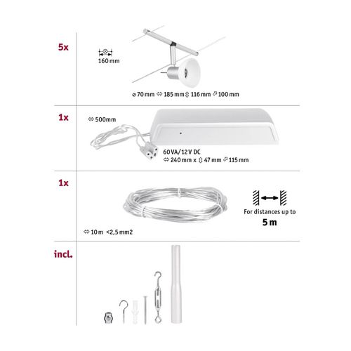 Paulmann Wire Sheela Système Câble 5l. 5 M Chrome