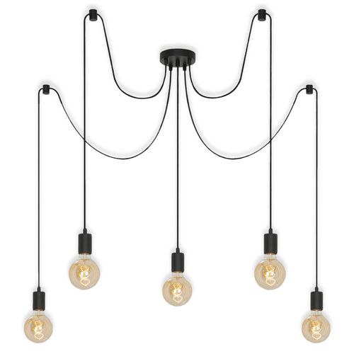 Suspension 4104-055 Black Steel, À 5 Lampes