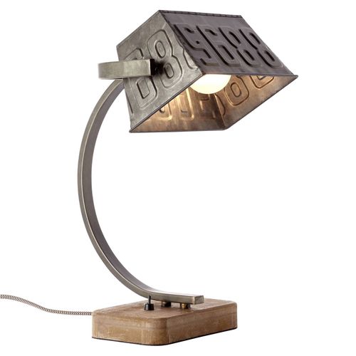 Lampe À Poser En Métal Drake Avec Pied En Bois