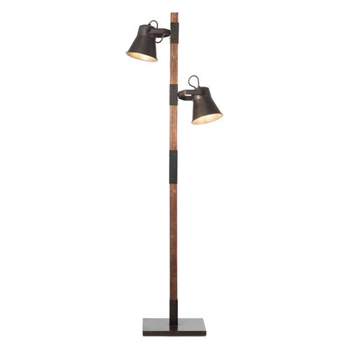 Lampadaire Plow Avec 2 Spots, Noir/Bois Foncé