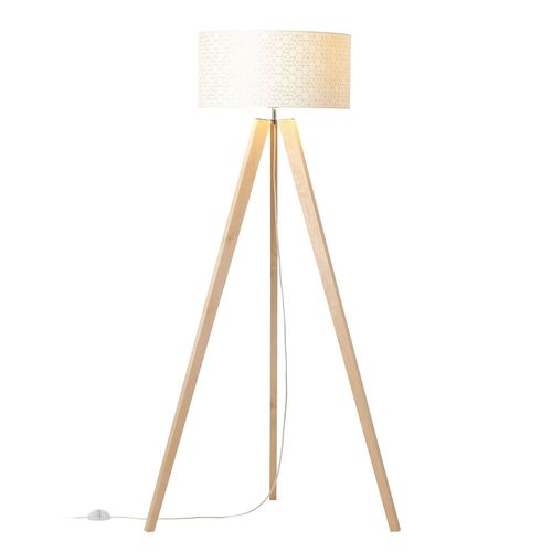 Lampadaire Galance, Blanc, Trépied En Bois