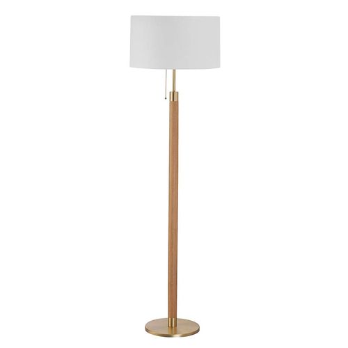 Lampadaire En Bois Lignum Abat-Jour Chintz, Laiton