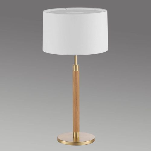 Lampe À Poser Bois Lignum Abat-Jour Chintz, Laiton