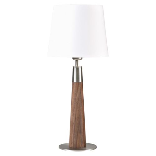 Herzblut Conico Lampe Table Blanche, Noyer, 58 Cm