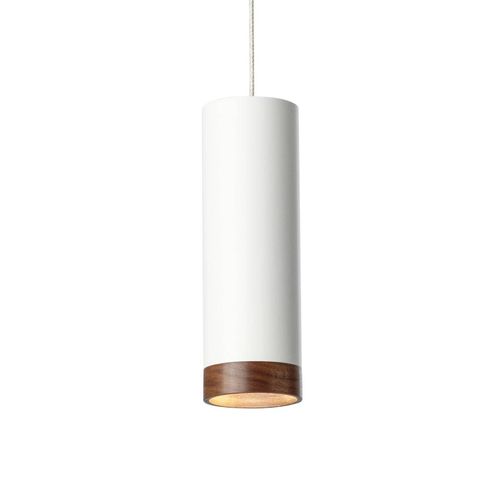 Suspension Led Pheb, Blanc/Noyer