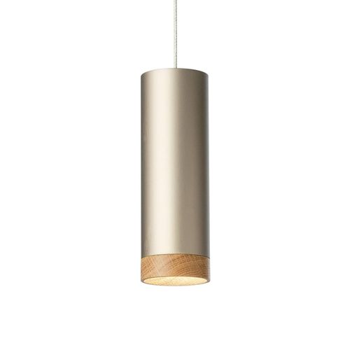 Suspension Led Pheb, Bronze Argenté/Chêne