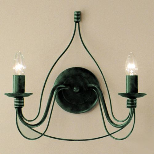 Applique Filo À 2 Ampoules, Vert Antique