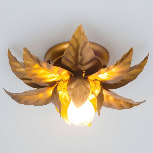 Plafonnier Antique À Feuilles Dorées 26 Cm