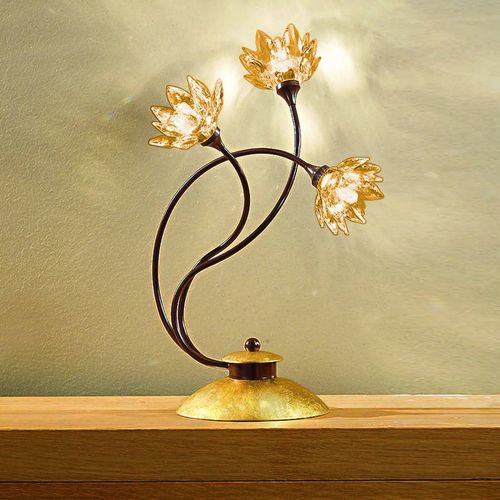 Lampe À Poser Florale Fiorella Cristal Ambre