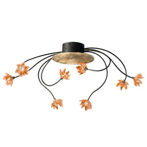 Plafonnier Floral Fiorella À 8 Lampes Ambre