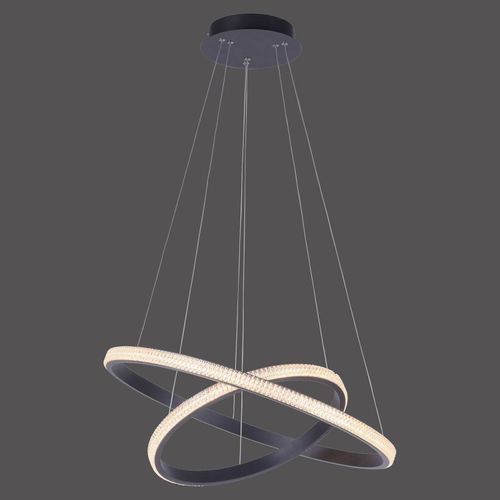 Suspension Led Musa, 2 Anneaux, Noire, Dimmable