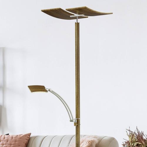 Lampadaire Led Duo Dimmable, Bois Laqué