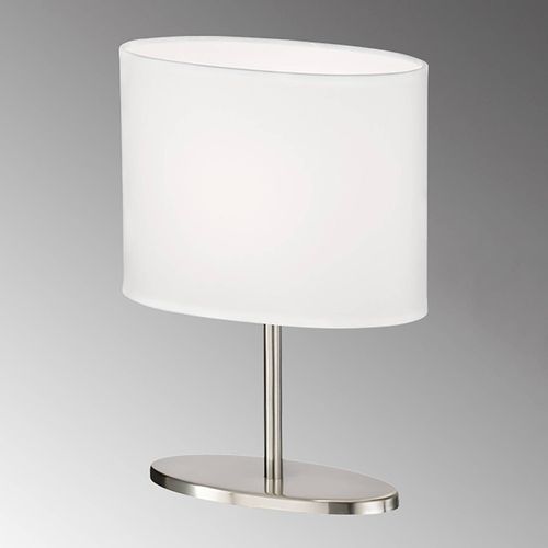 Lampe À Poser Momo, Abat-Jour Tissu, Nickel/Blanc