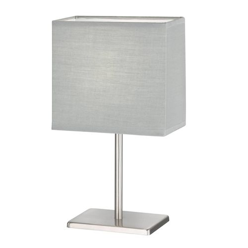 Lampe À Poser Kate, Abat-Jour Tissu, Nickel/Gris