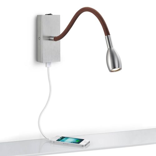 Applique Led Milos Gris Mat Avec Tissu Brun