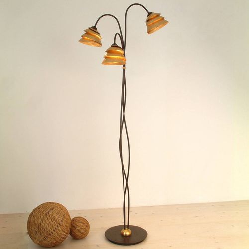 Impressionant Lampadaire Snail 3 Amp. Brun Et Doré