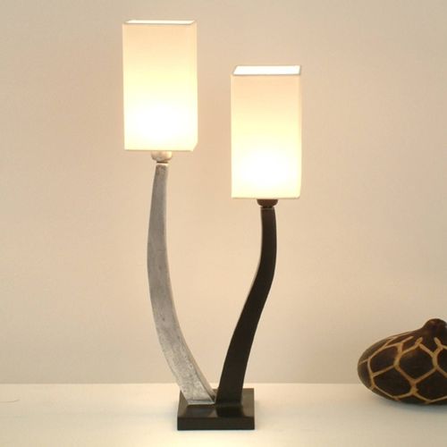 Élégante Lampe À Poser Quadrangolar, Argt 2 Lps.