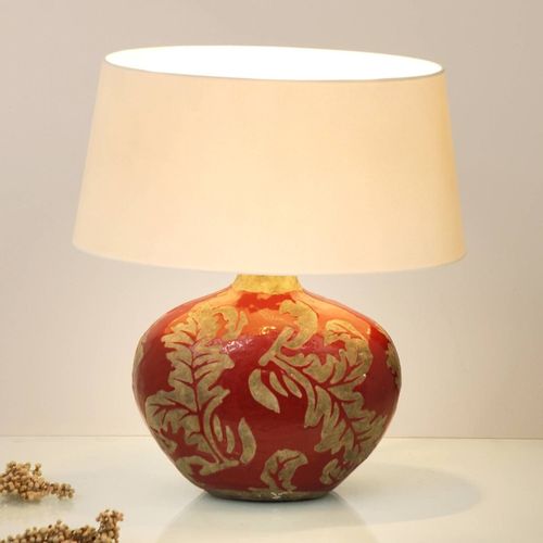 Lampe À Poser Toulouse Ovale, Hauteur 43 Cm, Rouge