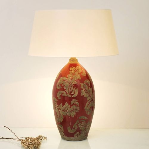 Lampe À Poser Toulouse Ronde, Hauteur 65 Cm, Rouge