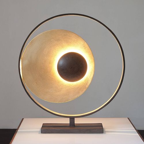 Lampe À Poser Satellite Doré Et Brun, Hauteur 58