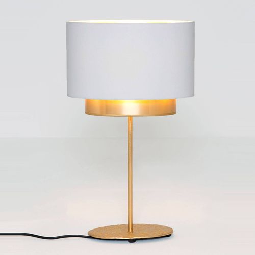 Lampe À Poser Mattia, Ovale, Double, Blanche/Dorée