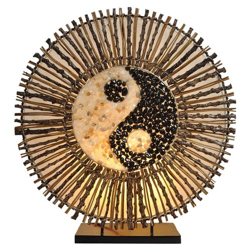 Lampe À Poser Ying Yang Batur Ronde 40 Cm Brune