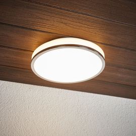 Plafonnier Led Rond Lyss Avec Bord Chromé, Ip44