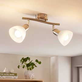 Plafonnier Led Paulina À 2 Lampes, Aspect Nickel