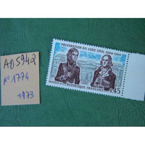 Ad 594 Q // Timbre France Neuf 1973*N°1774 "Bonaparte -Jean Portalis""Préparation Du Code Civil