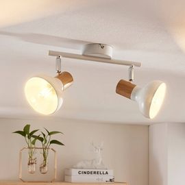 Plafonnier Fridolin À 2 Lampes, Métal Blanc