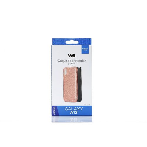 We - Coque De Protection Paillette Pour Smartphone Samsung Galaxy A12 Rose.Ultra-Fine Au Toucher, Protège Des Chocs Et Des Rayures