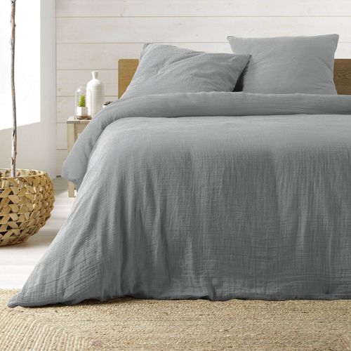 Housse De Couette Gaze De Coton - 240 X 220 Cm - Gris Gris