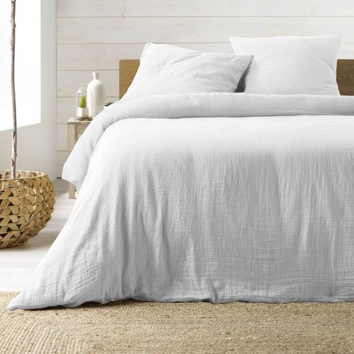 Housse De Couette Gaze De Coton - 240 X 220 Cm - Blanc Blanc