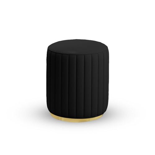 Pouf Rond Métal Doré Vita - Pu Noir