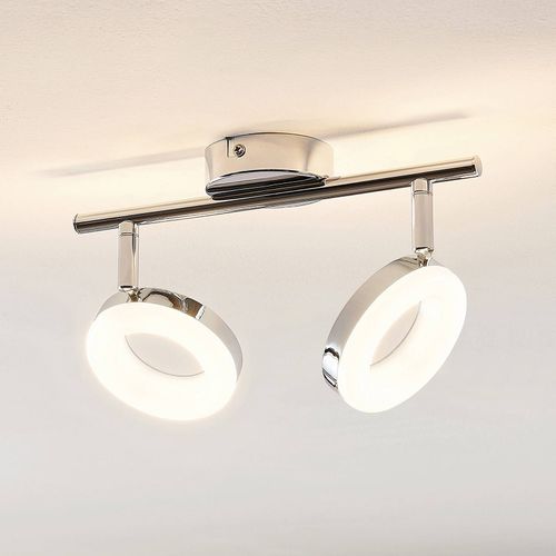 Elc Tioklia Plafonnier Led Chromé À 2 Lampes