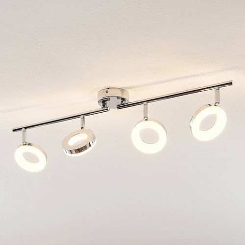 Elc Tioklia Plafonnier Led Chromé À 4 Lampes