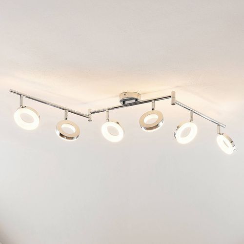 Elc Tioklia Plafonnier Led Chromé À 6 Lampes