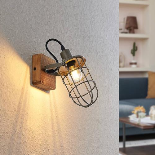 Lindby Serima Plafonnier Bois, Cage, 1 Lampe