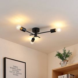 Lindby Cerros Plafonnier À 3 Lampes, Noir