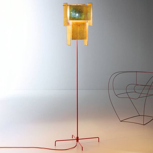 Ingo Maurer 24 Karat Blau Lampadaire, Tiges Rouges