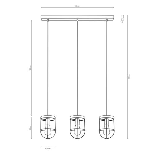 Envolight Neptuna Suspension Trois Lampes Linéaire