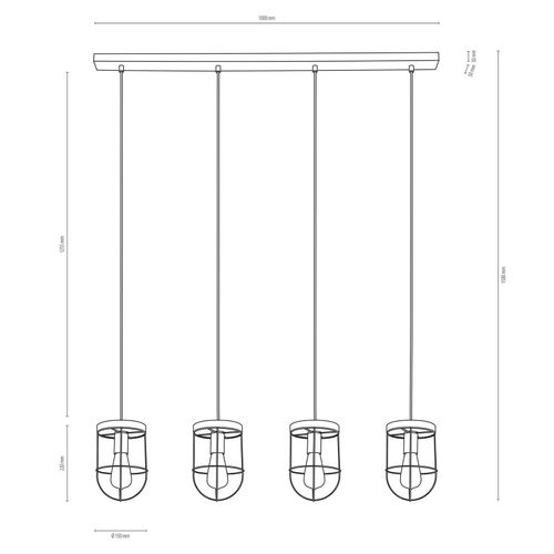 Envolight Neptuna Suspension, À 4 Lampes Linéaire