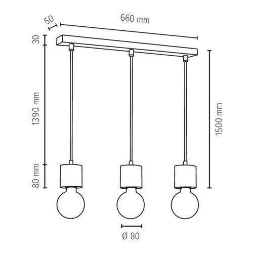 Envolight Terra Suspension Pin Clair 3 L. Linéaire