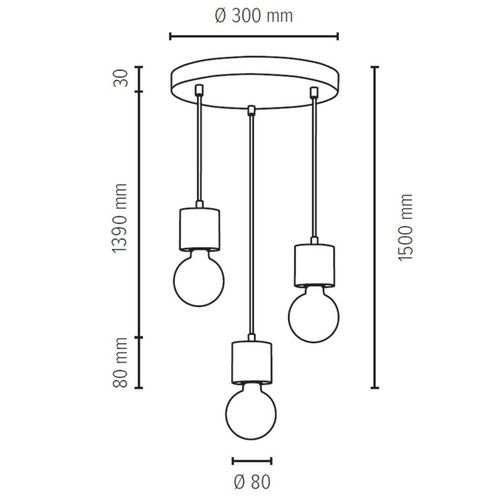 Envolight Terra Suspension Pin Clair 3 L. Ronde