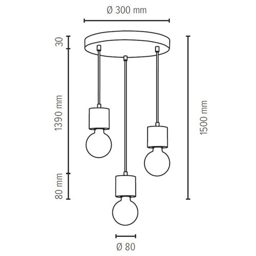 Envolight Terra Suspension Pin Foncé 3 L. Ronde